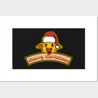 Sticker and Label Of  Giraffe Character Design and Merry Christmas Text. Posters and Art